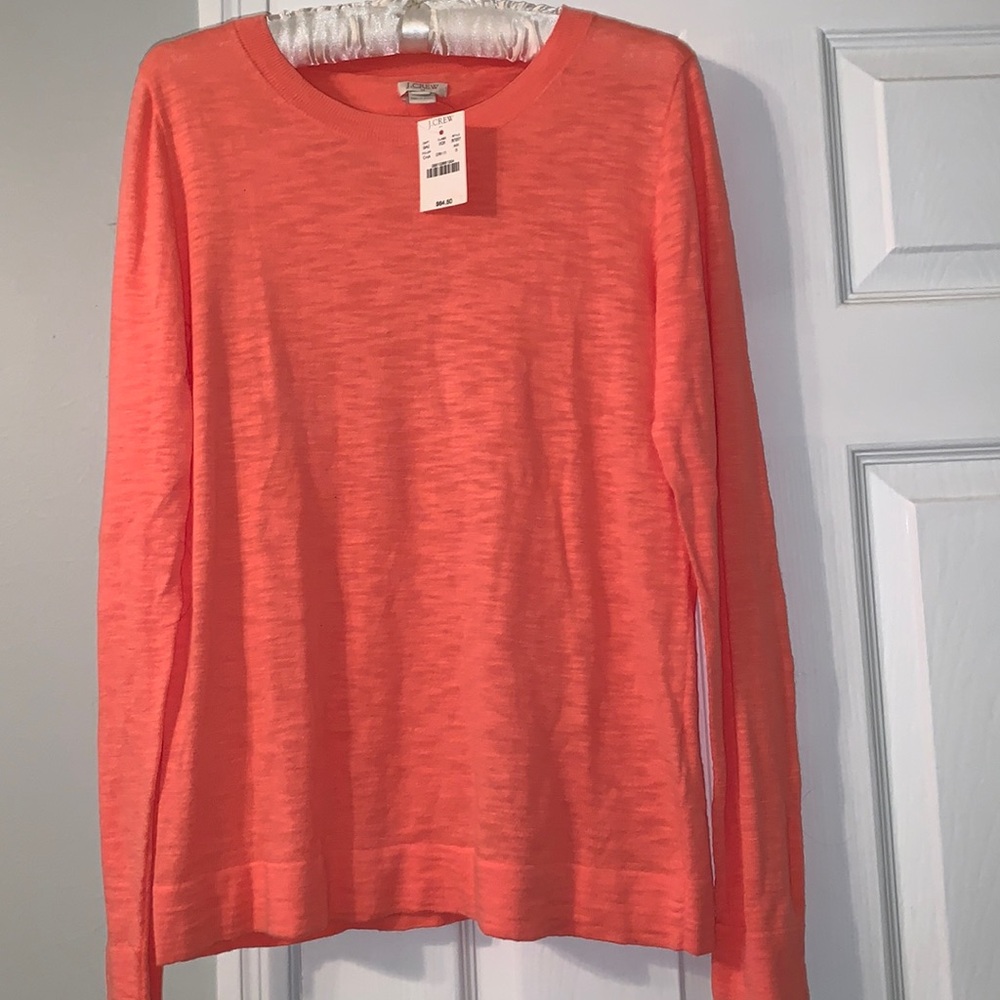 Salmon color J. Crew 100% cotton raglan top, NWT, size small